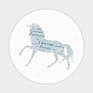 Unicorn Fantastic Legend Silhouette Shape Text Word Cloud Magnet